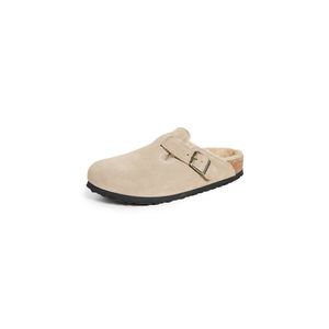 Birkenstock Women's Boston Shearling Clogs, Taupe, Tan, 8-8.5 Narrow US